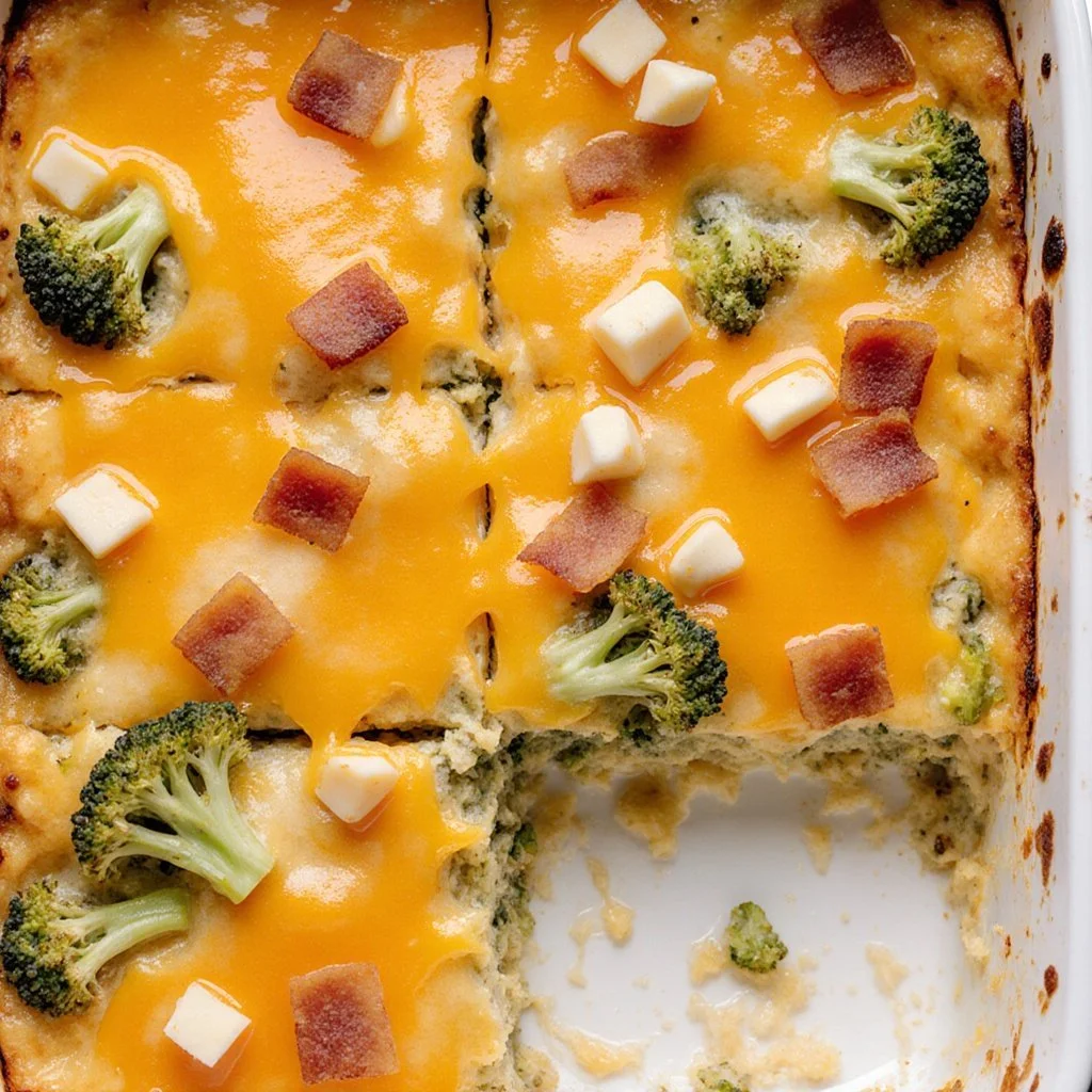 Broccoli Cheddar Egg Bake with Turkey Bacon