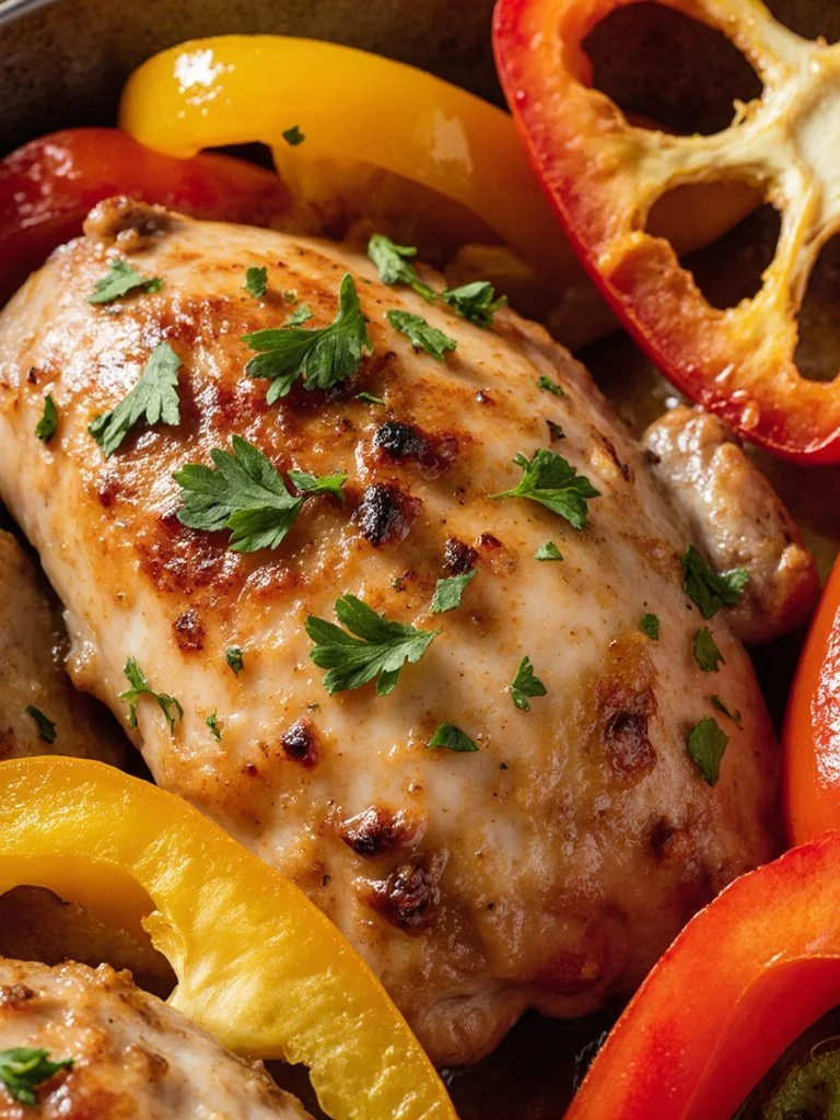 Cheesy Baked Chicken Breast and Peppers 6 Cheesy Baked Chicken Breast and Peppers