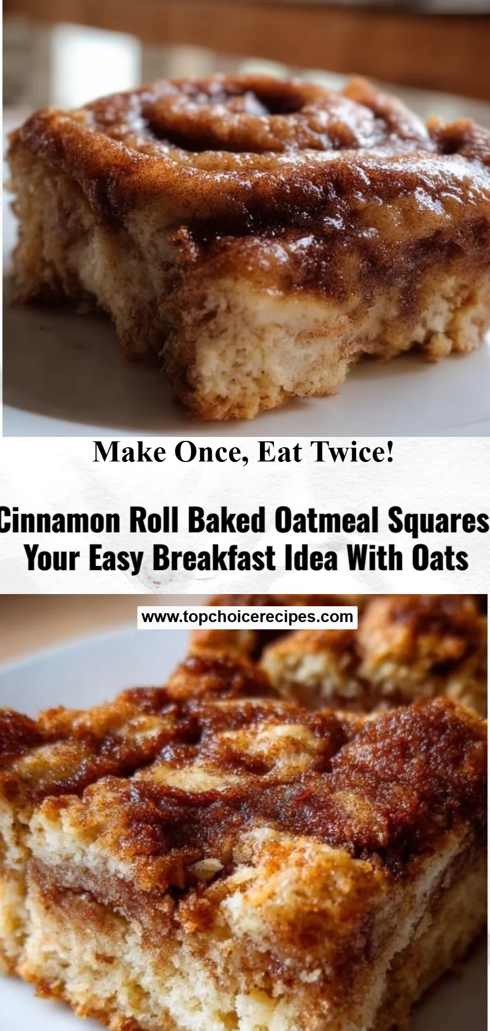 Cinnamon Roll Baked Oatmeal Squares