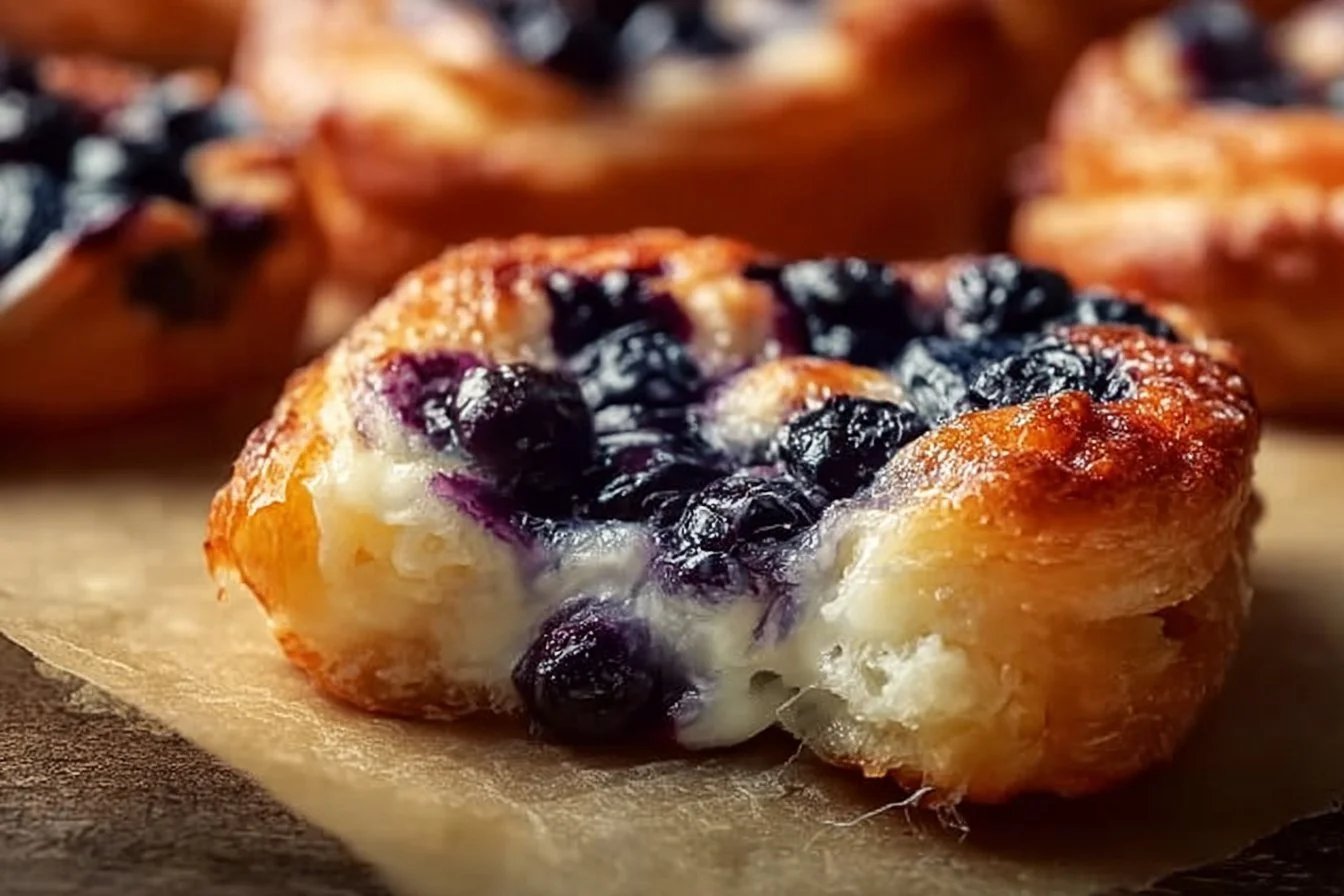 Cottage Cheese Blueberry Cloud Bread served on a plate with blueberries