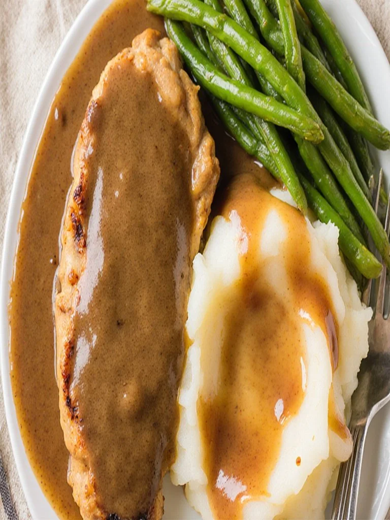 Creamy garlic chicken dish garnished with herbs and served on a plate