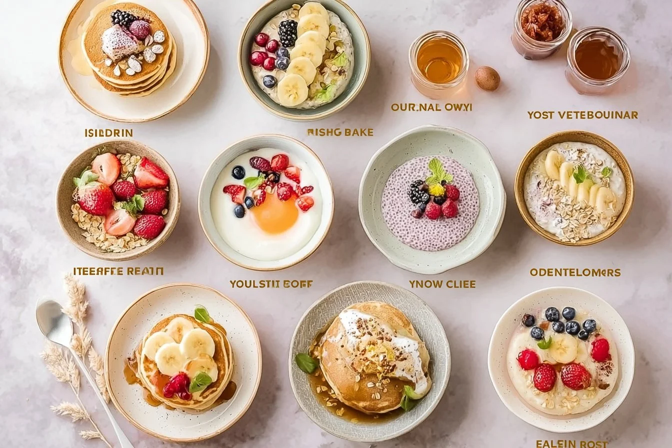 Fluffy and delightful breakfast pancakes served with syrup and berries