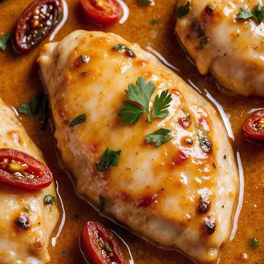 Delicious Easy Marry Me Chicken recipe served with herbs and creamy sauce