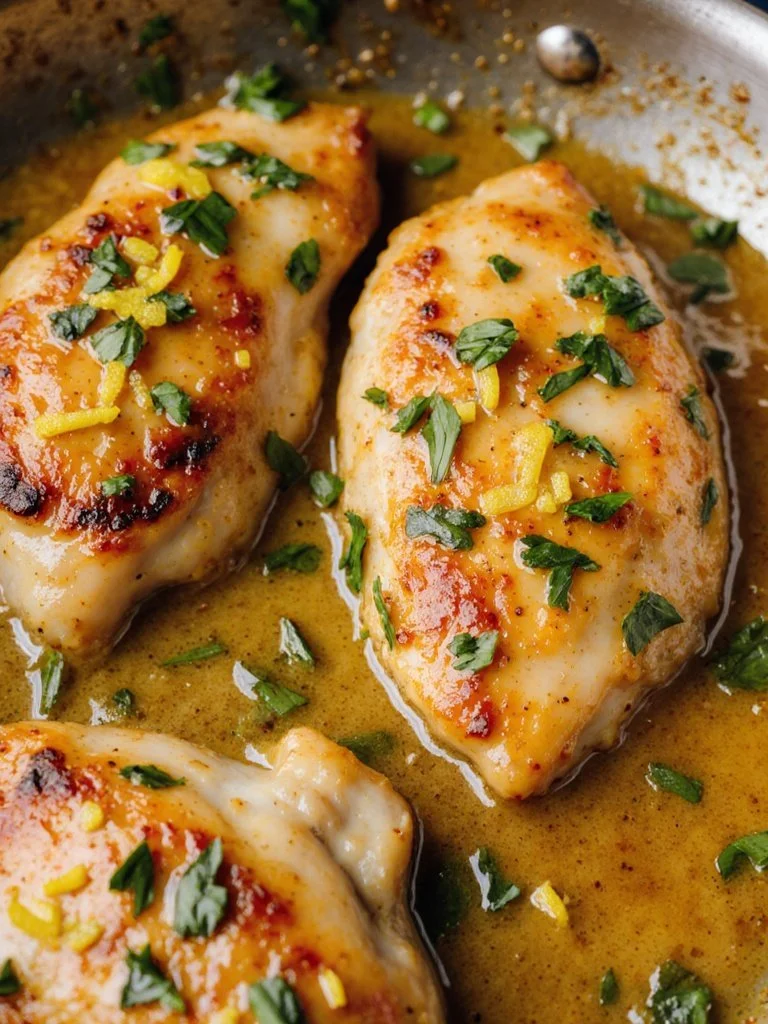 Delicious Garlic Butter Chicken served with herbs and spices