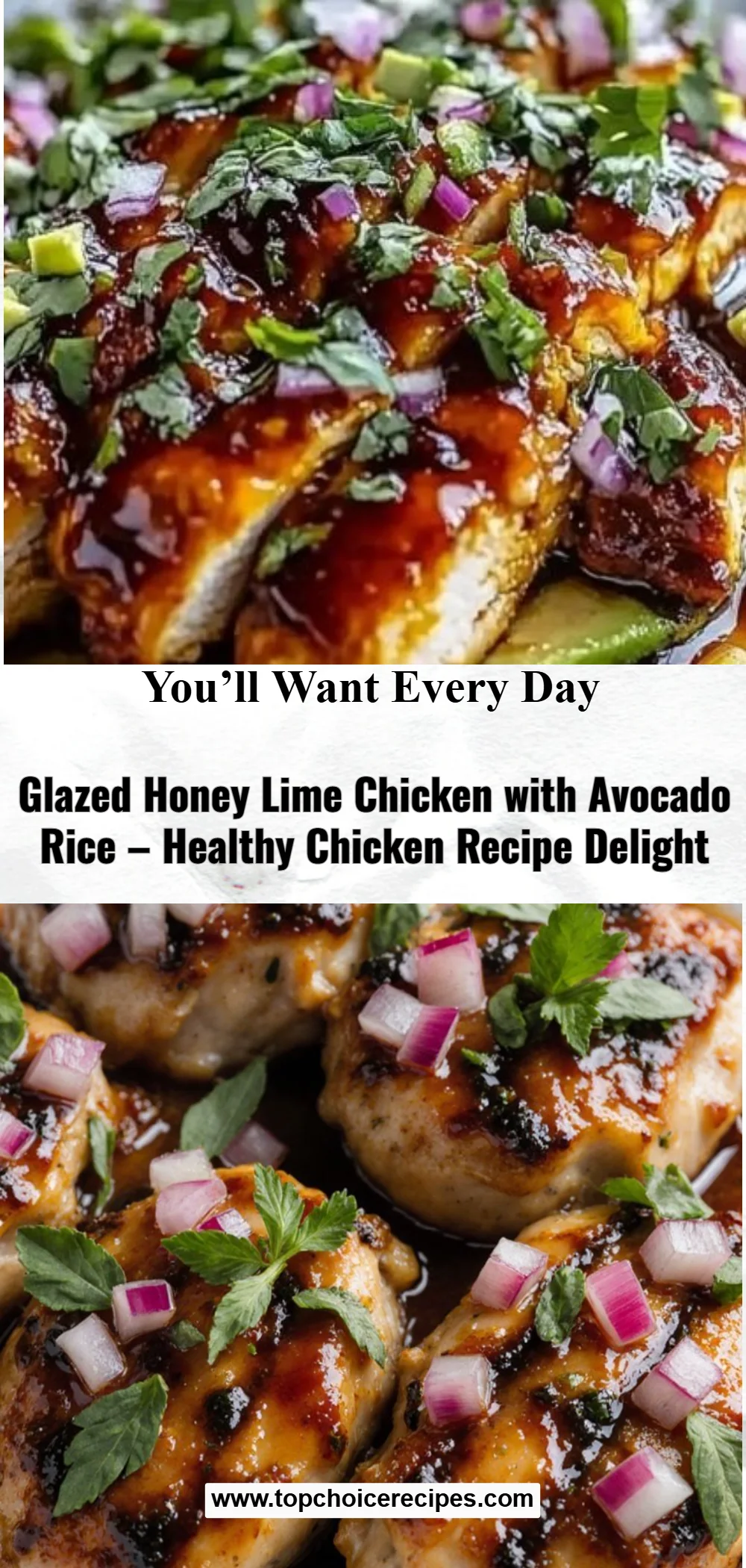 Glazed Honey Lime Chicken with Avocado Rice Stack Bowl Bliss