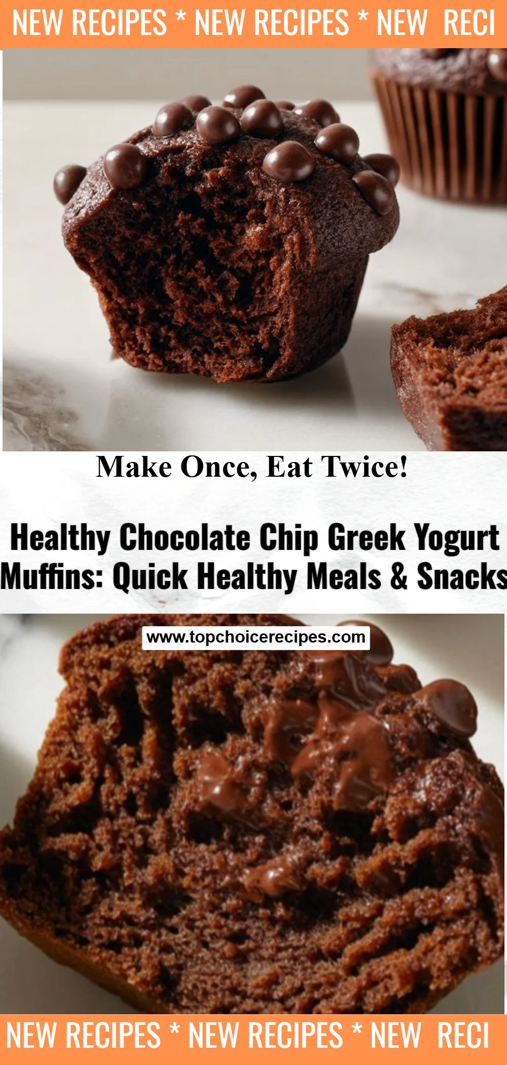 Healthy Chocolate Chip Greek Yogurt Muffins