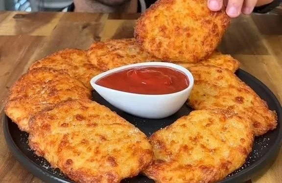 Plate of healthy low-calorie hash browns served with fresh herbs.
