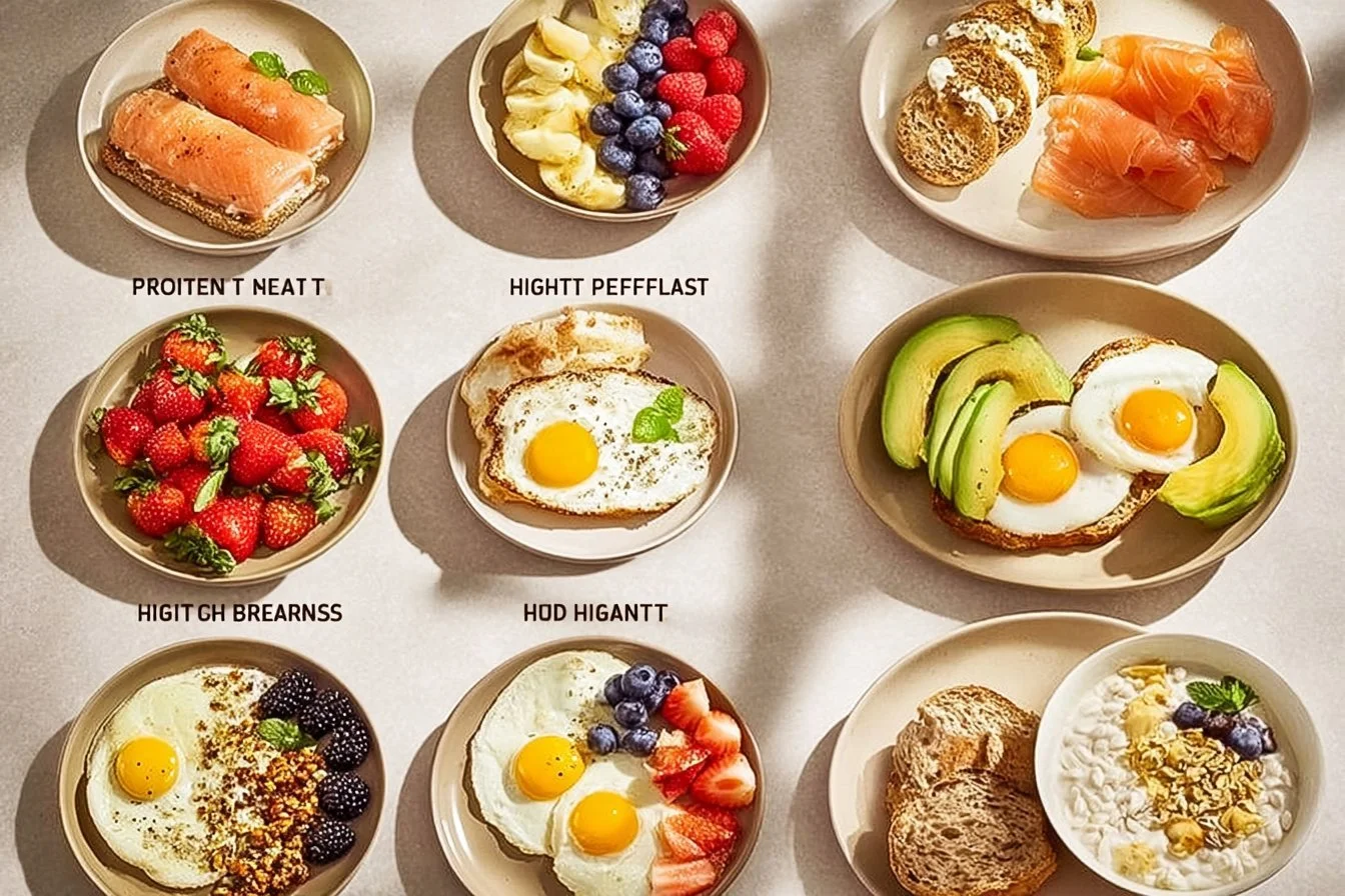 High-Protein Breakfast 5 Delicious high-protein breakfast bowl with eggs, quinoa, and vegetables