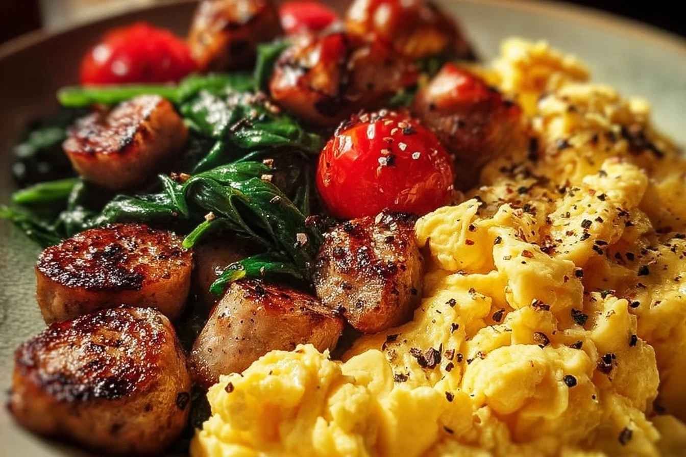 High-protein egg breakfast with ingredients prepared for a healthy meal.