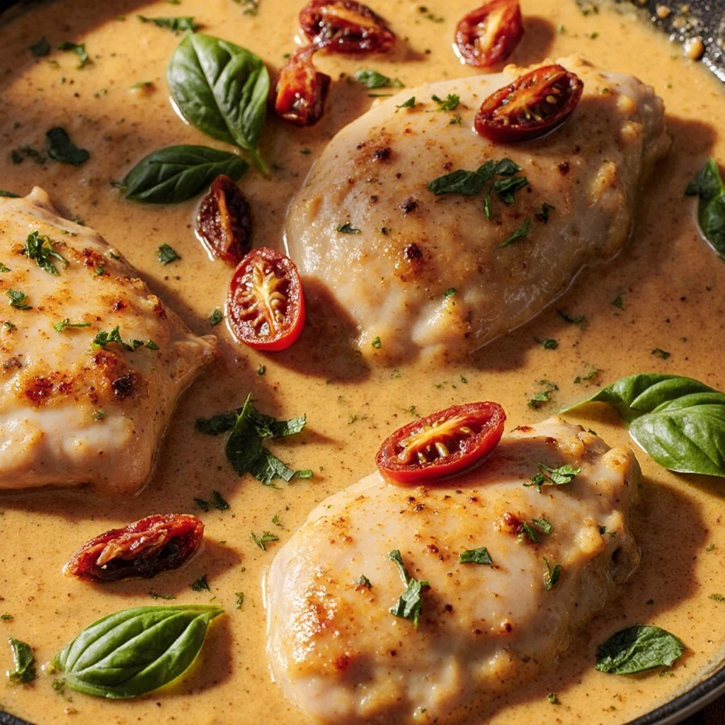 One-Pan Marry Me Chicken served with pasta and herbs for a romantic dinner