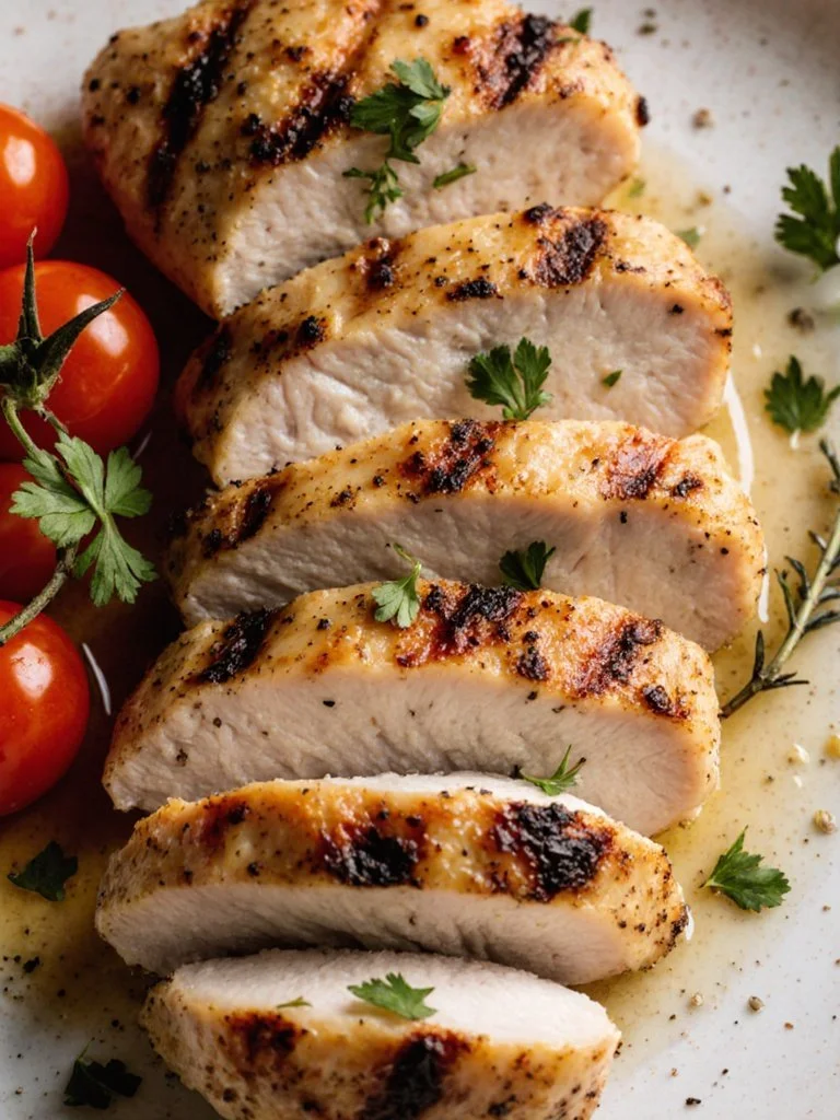 Oven Roasted Chicken Breast 4 Delicious oven roasted chicken breast served with herbs and vegetables